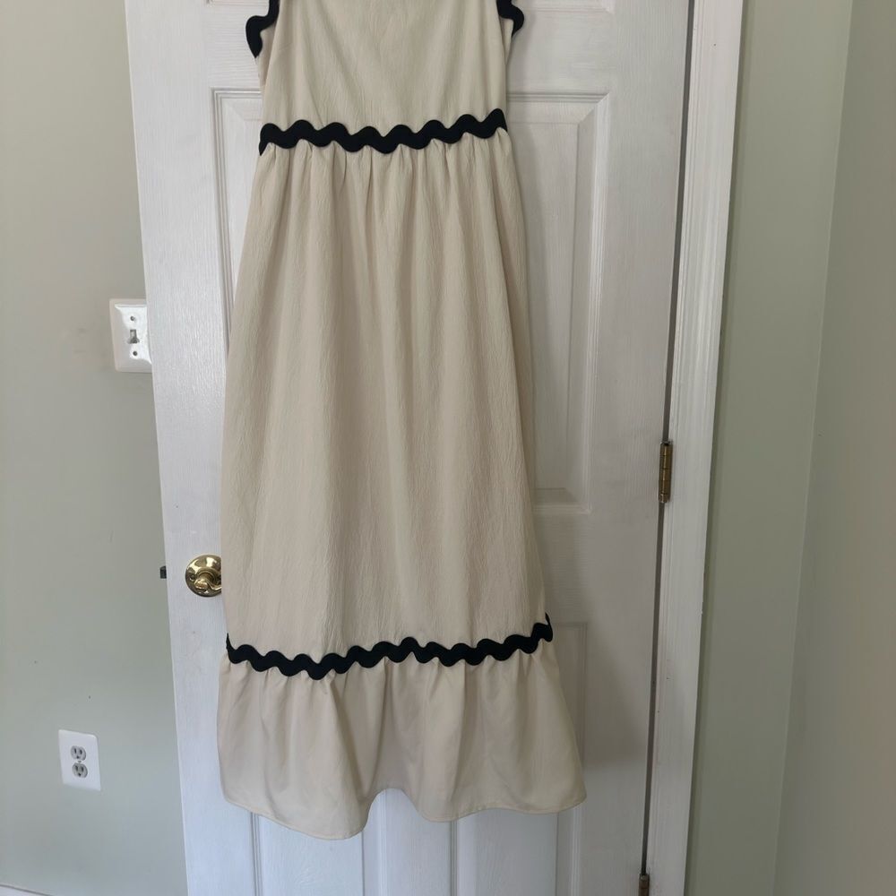 Cream and Black Ruffled Tiered Sundress